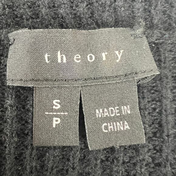THEORY Winxie Black Long Sleeve Cashmere Cotton Open Front Cardigan Sweater Sz S - Picture 5 of 7